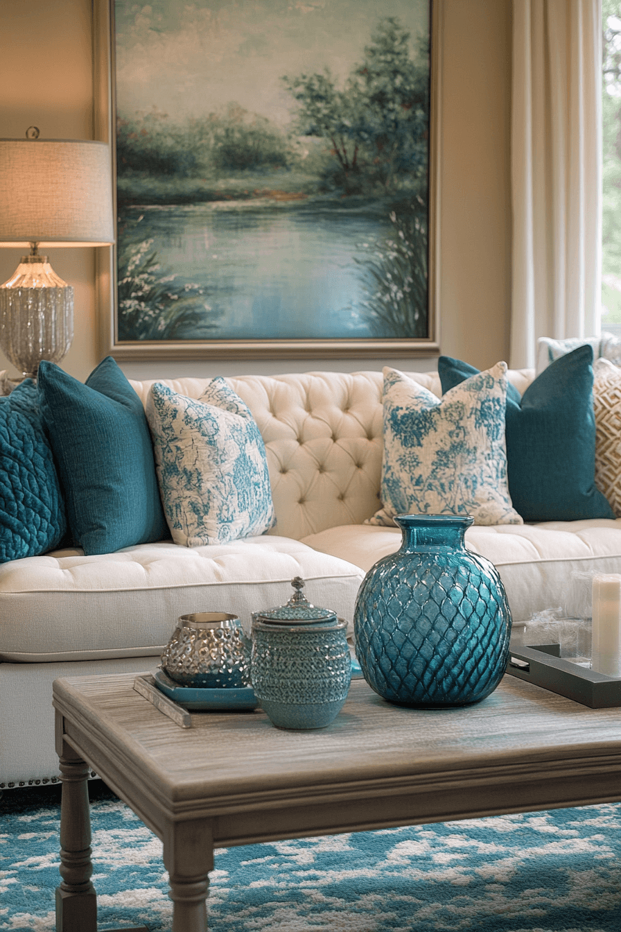blue living room decor
