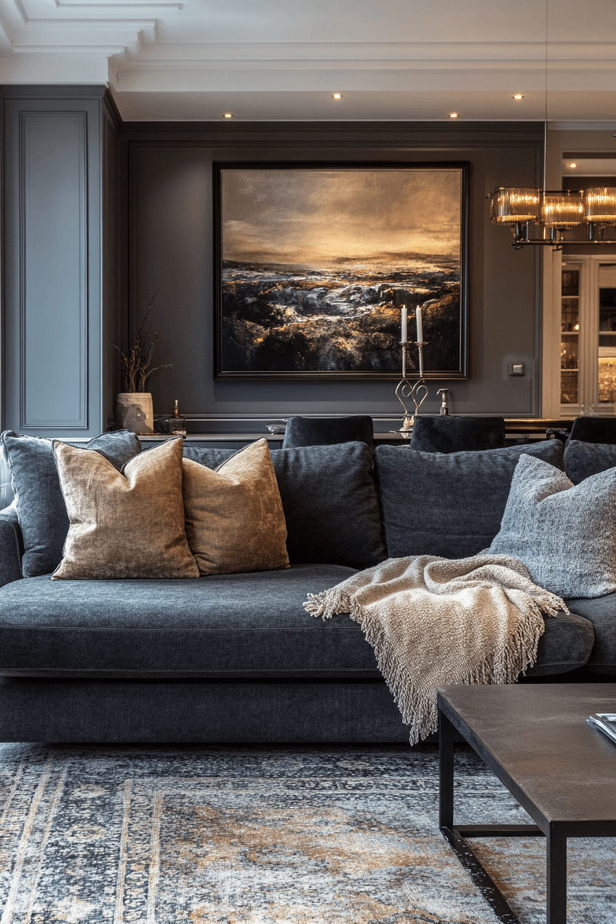 dark gray couch living room