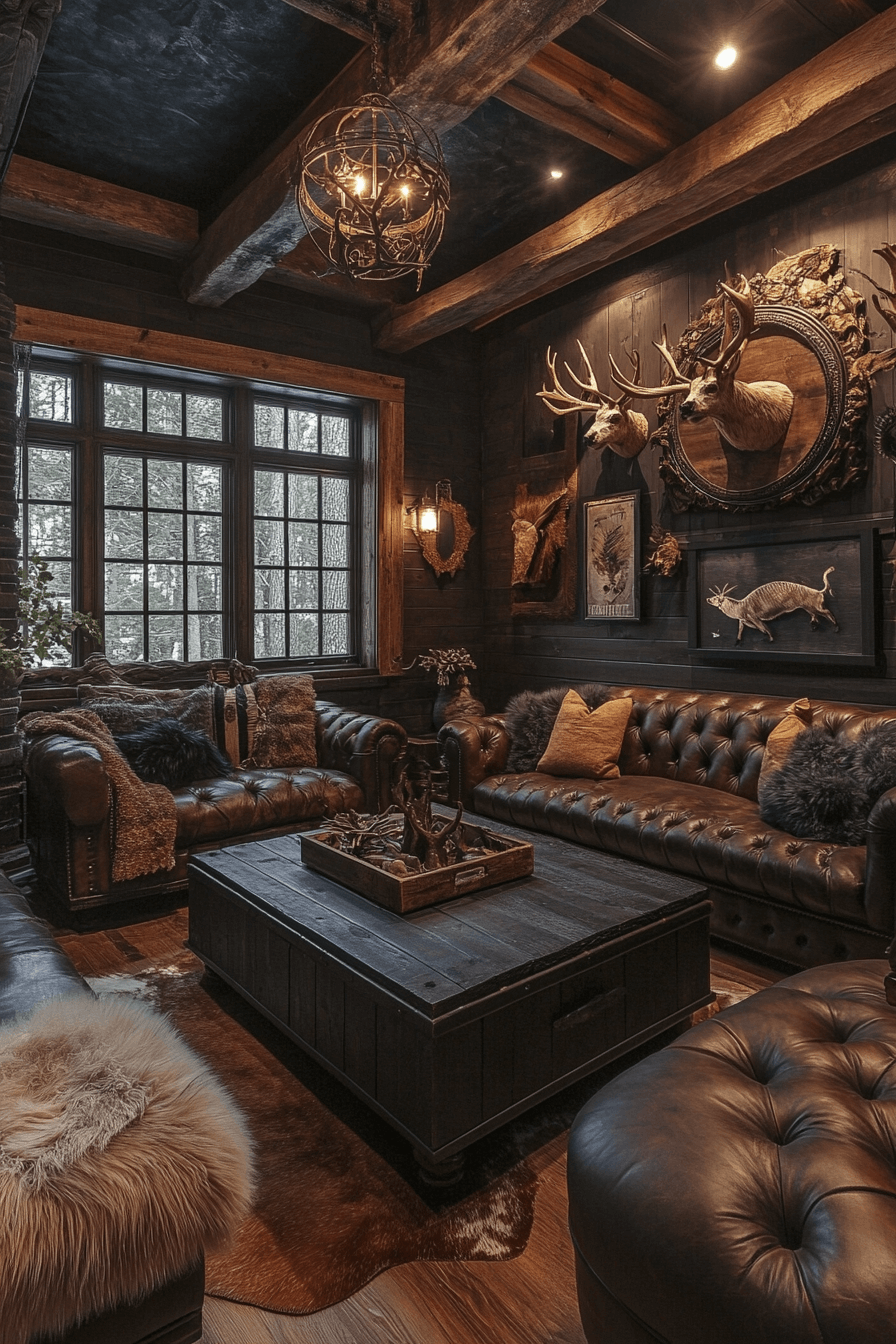 old cabin interior living room