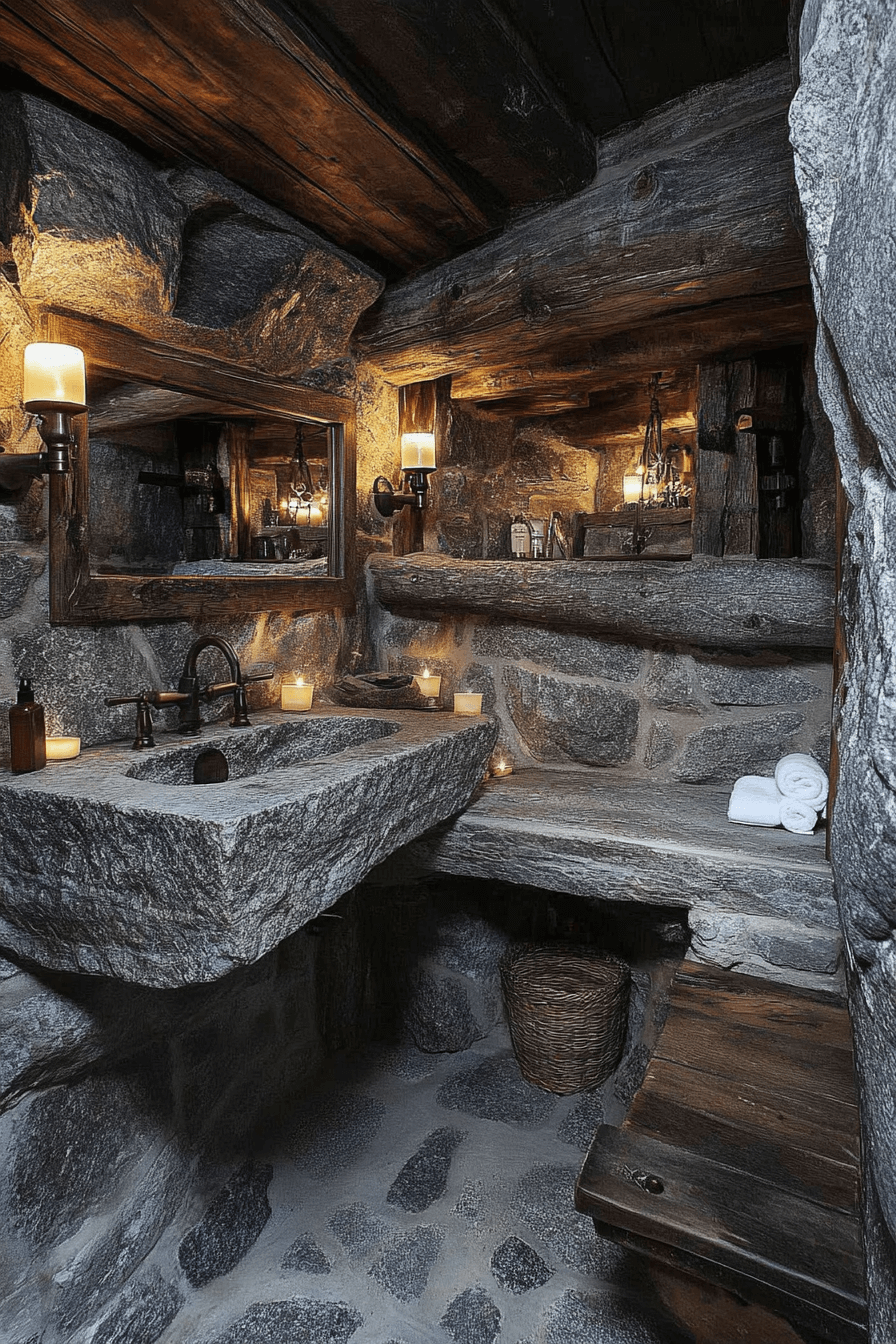 old cabin interior bathroom