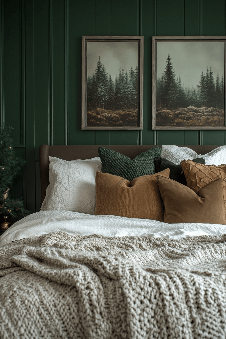 moody green bedroom