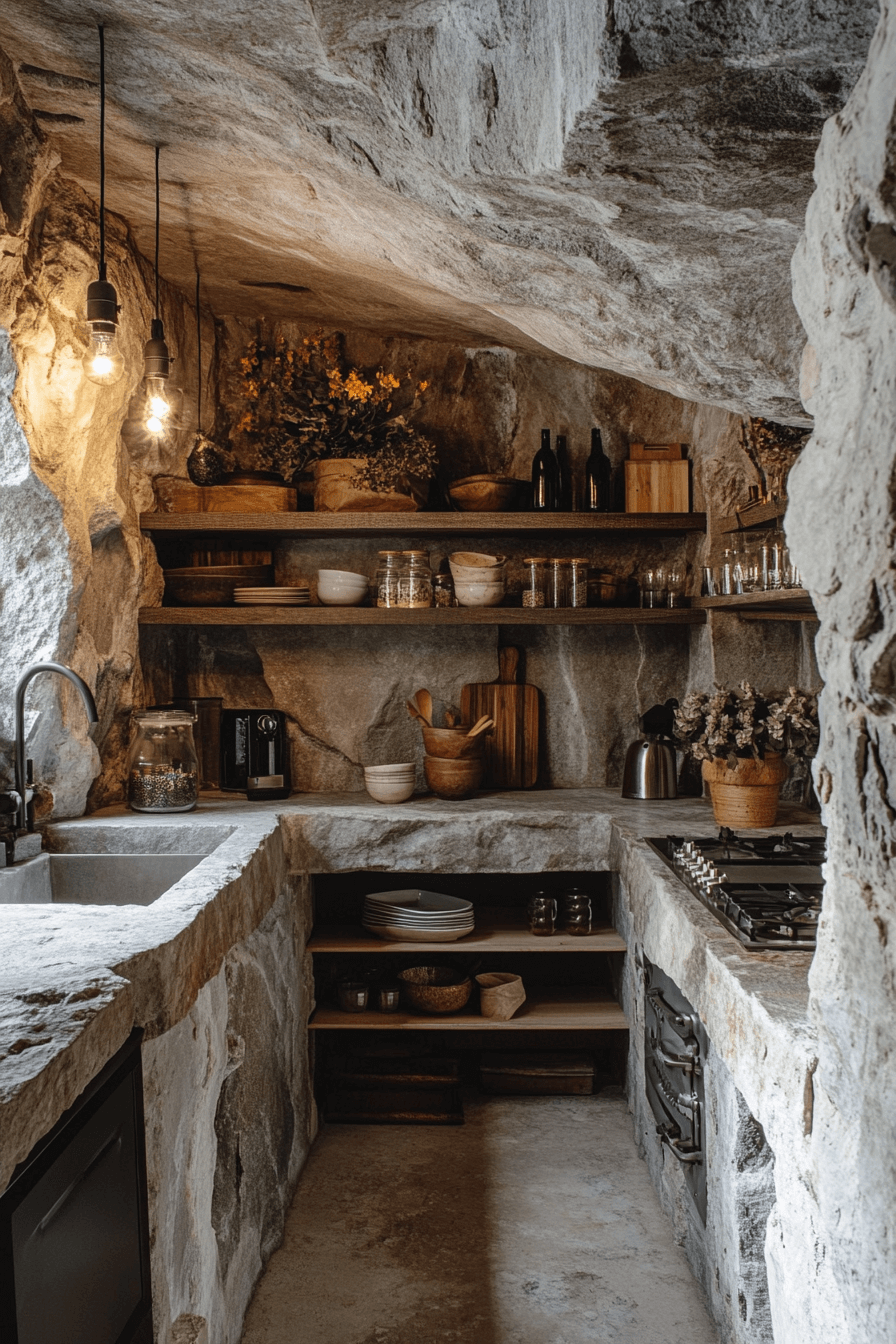 old cabin interior kitchen