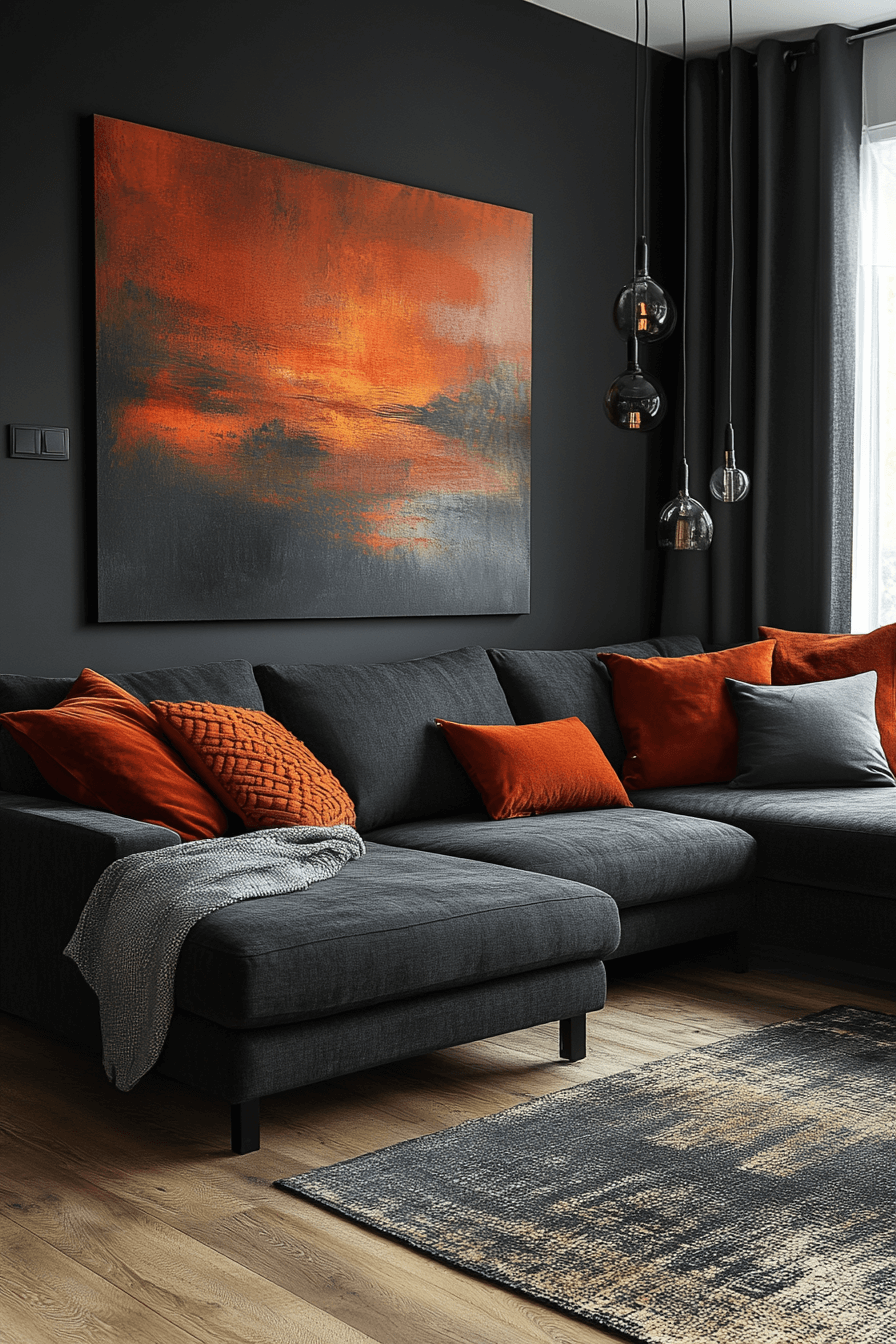 dark gray couch living room