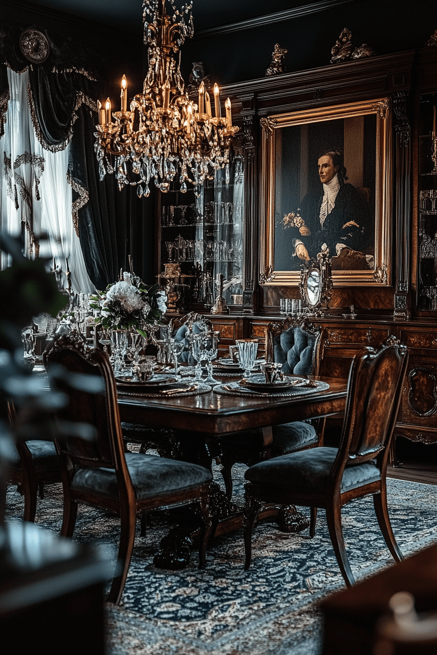 moody vintage dining room