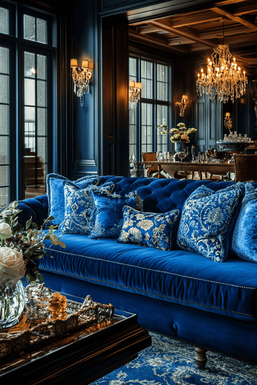 blue living room decor