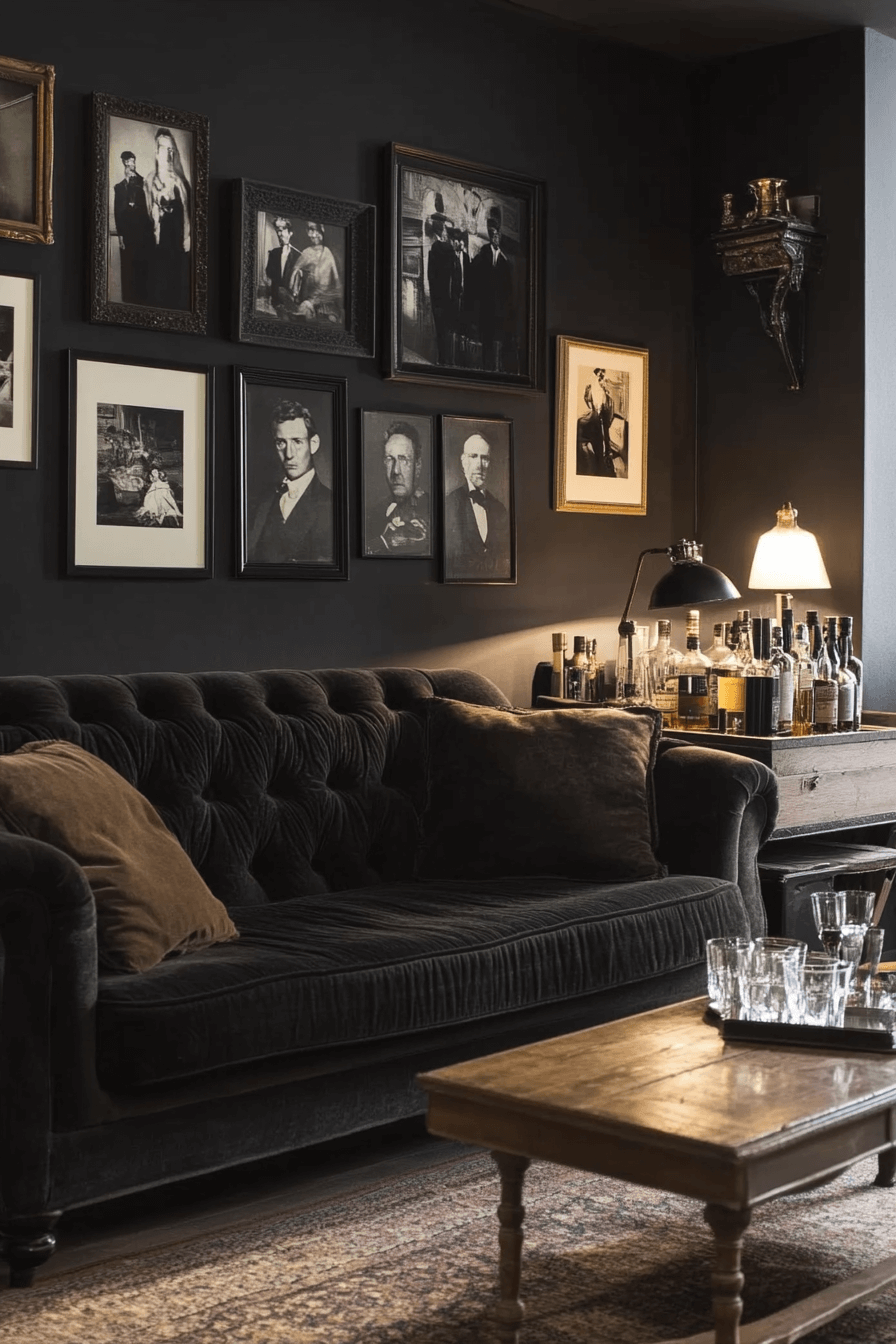moody vintage living room