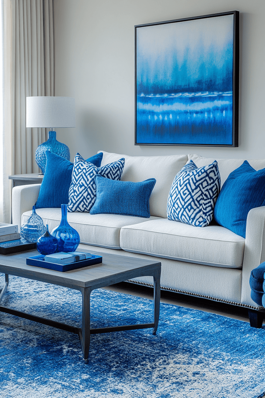 blue living room decor