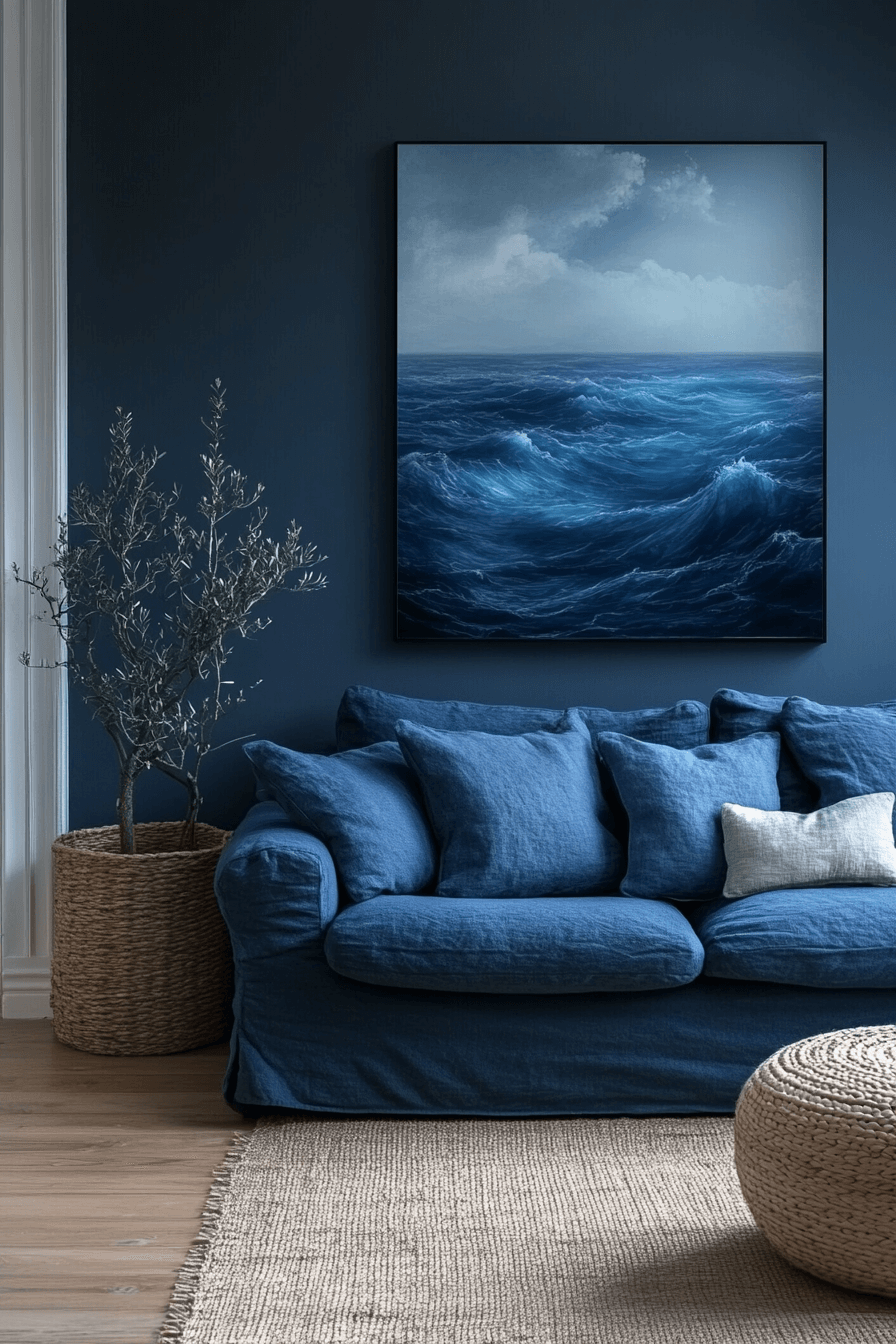 blue living room decor