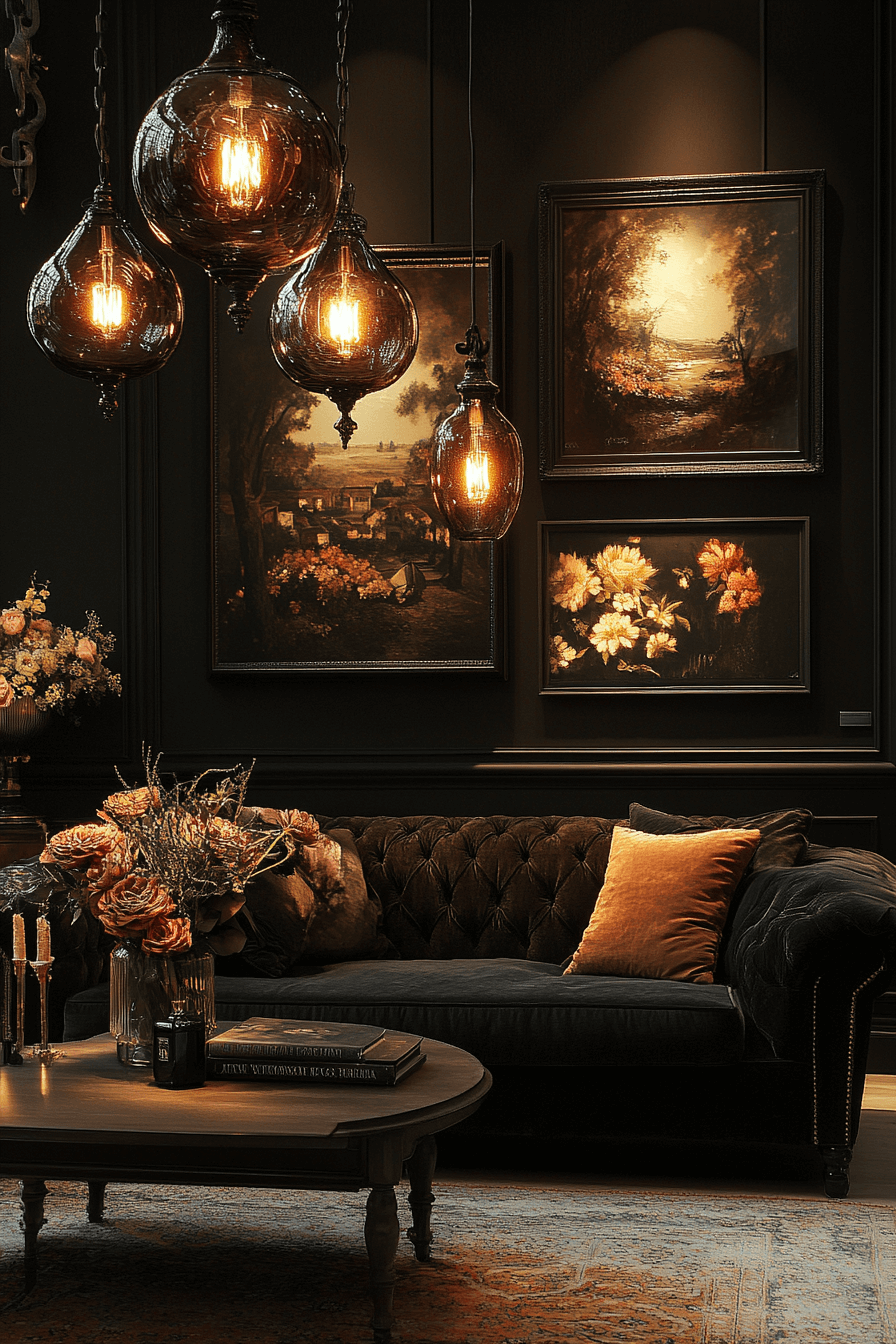 moody vintage living room