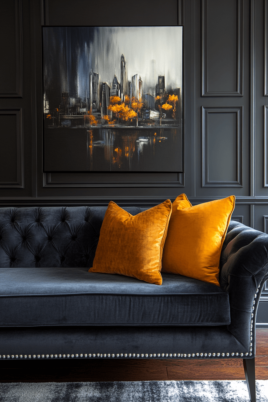 dark gray couch living room