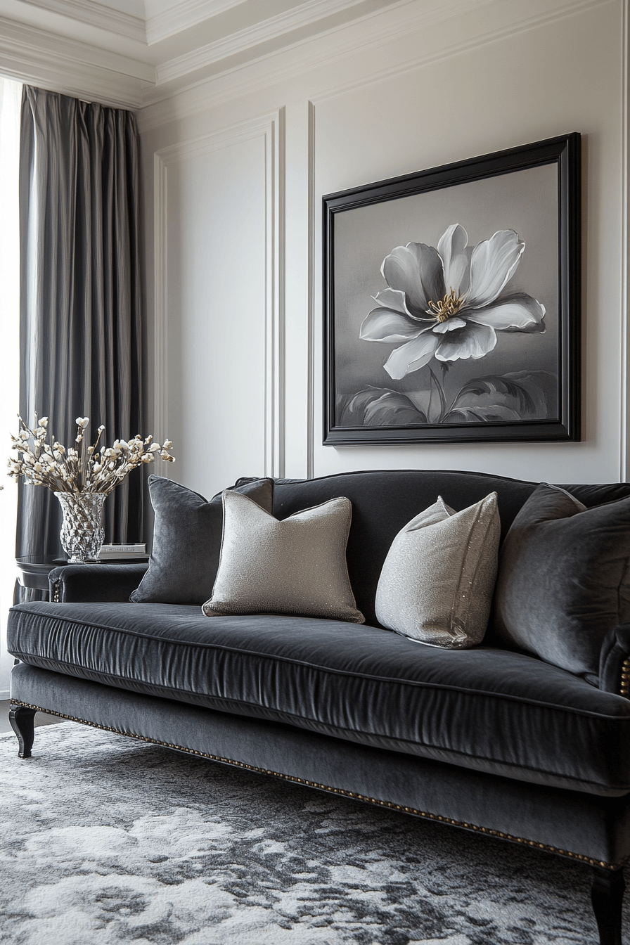dark gray couch living room