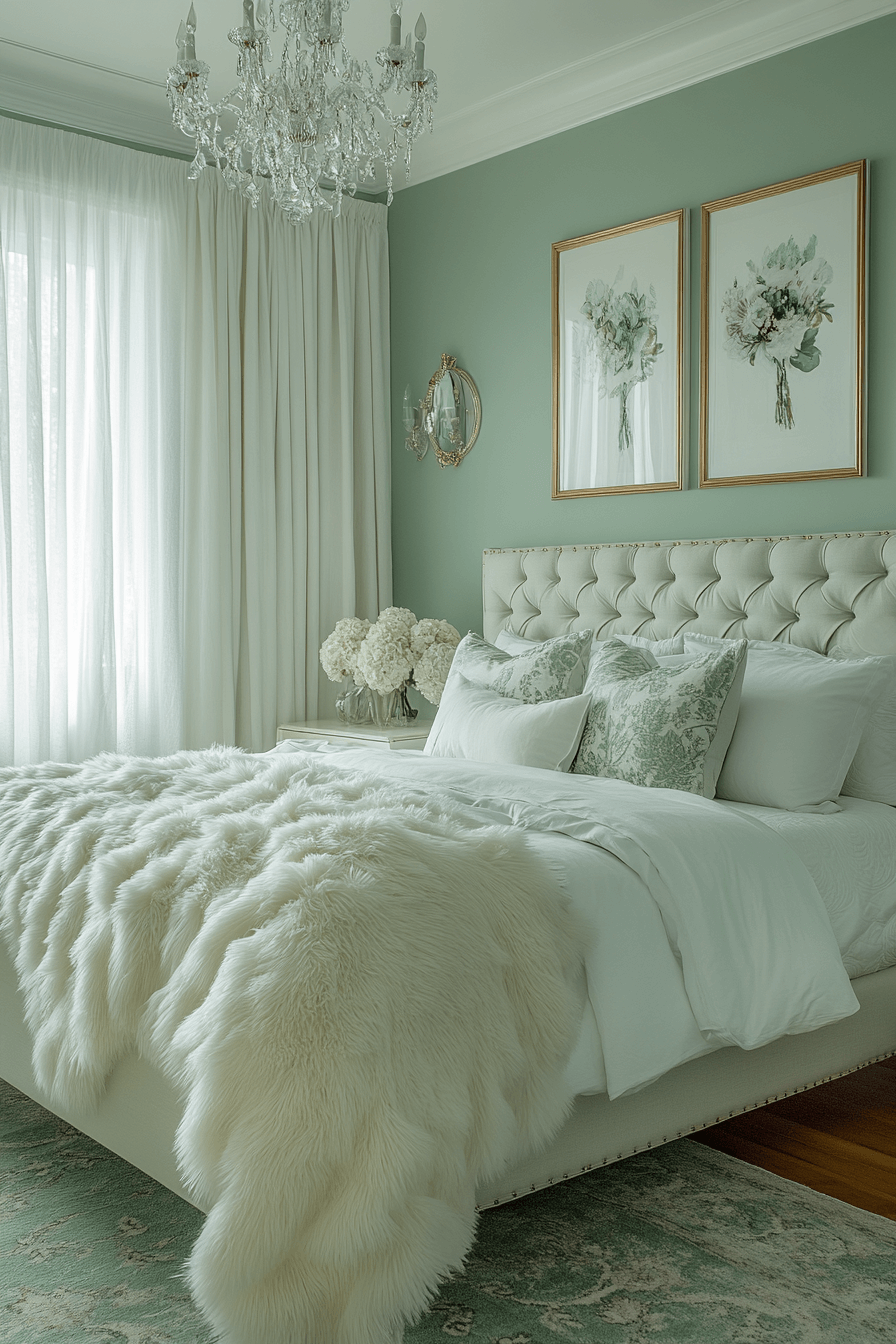 moody green bedroom