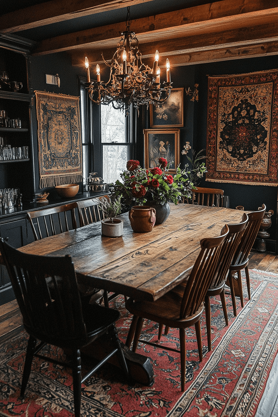 moody vintage dining room