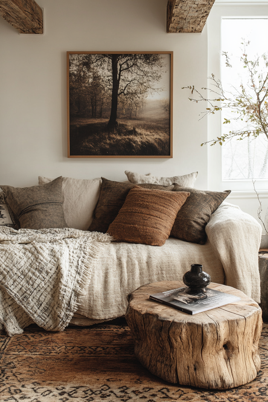 moody neutral living room