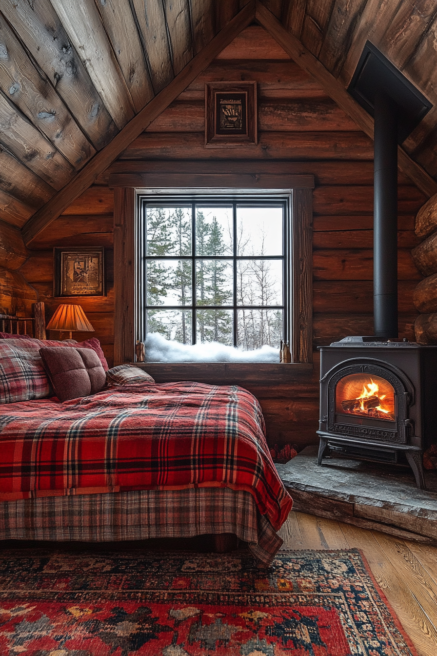 old cabin interior bedroom