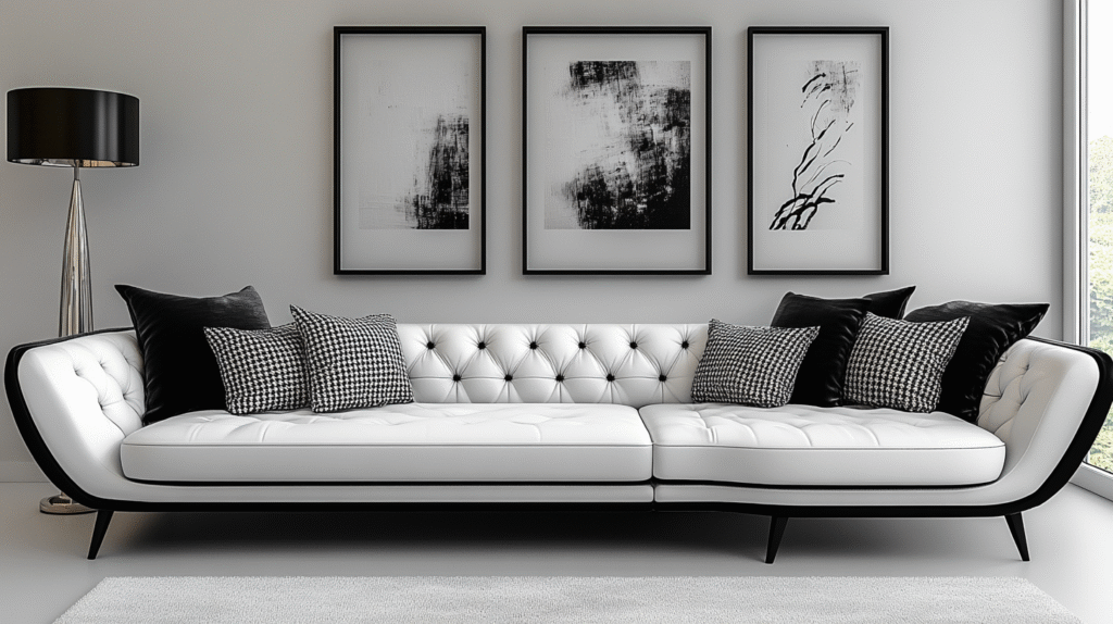 black and white living room decor