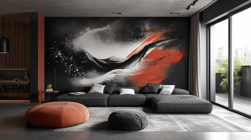 black living room decor