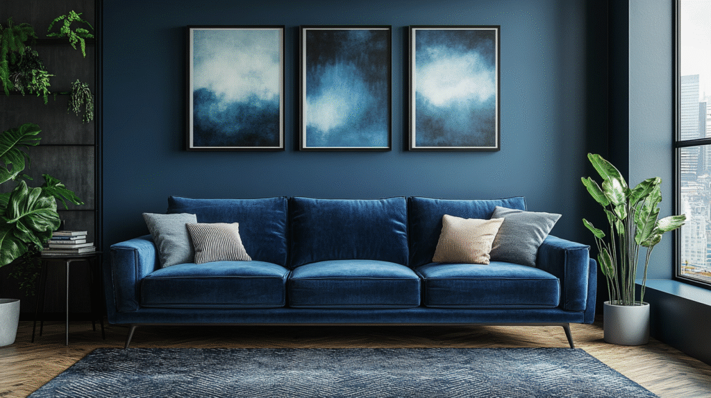 blue living room decor