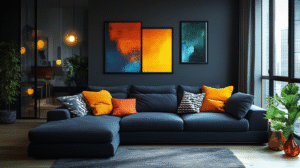 dark gray couch living room