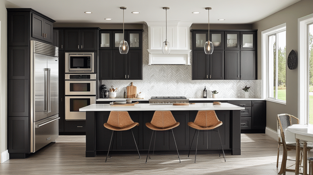 dark grey kitchen cabinets