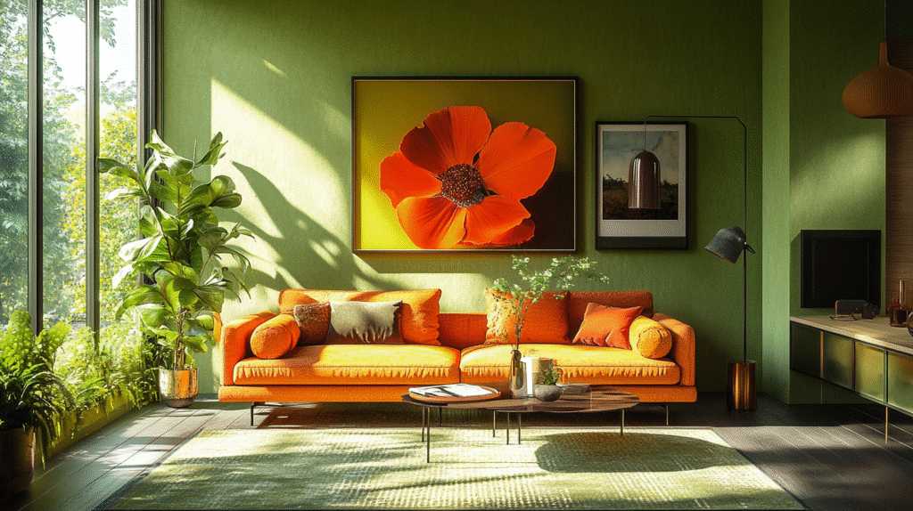 green living room decor