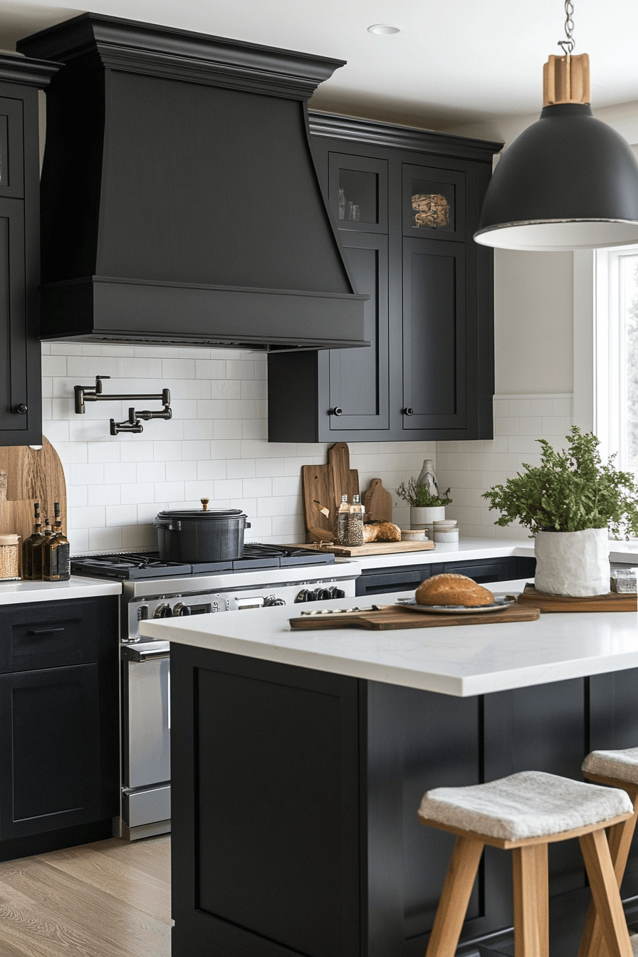 black and white kitchen cabinets