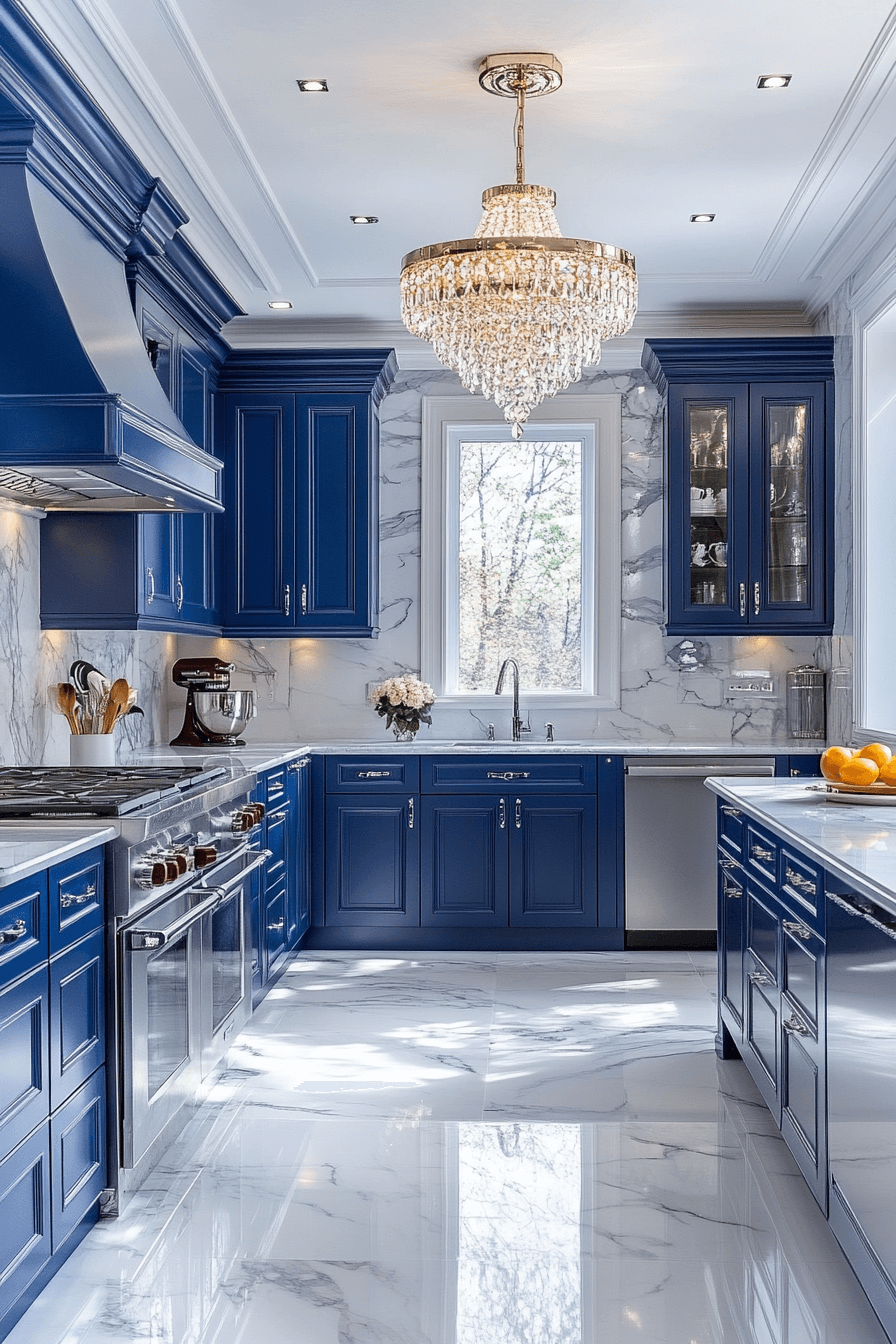blue and white kitchen