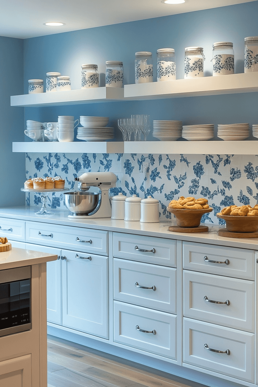 blue and white kitchen
