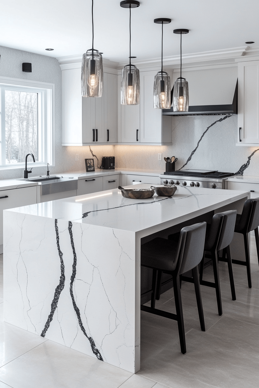 white marble kitchen