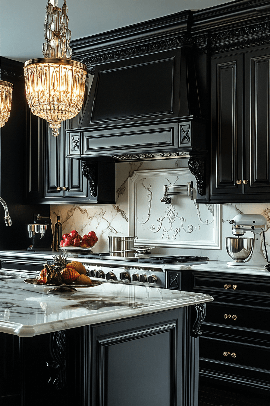 black and white kitchen cabinets