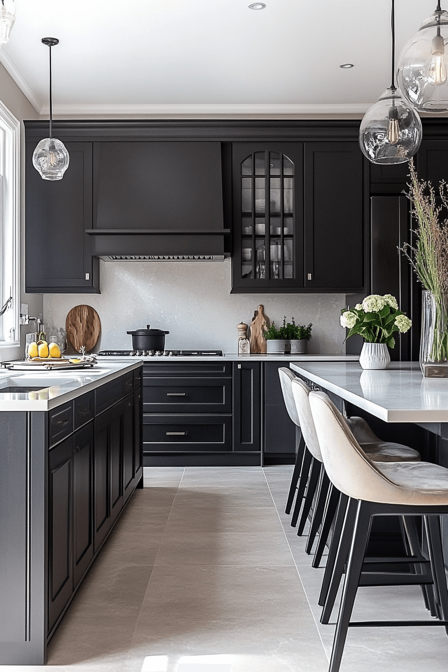 gray and white kitchen