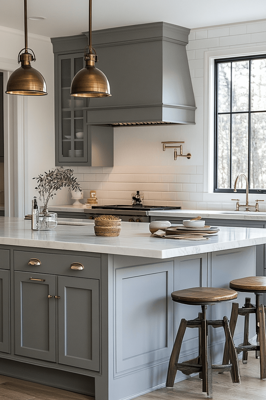 grey and white kitchen