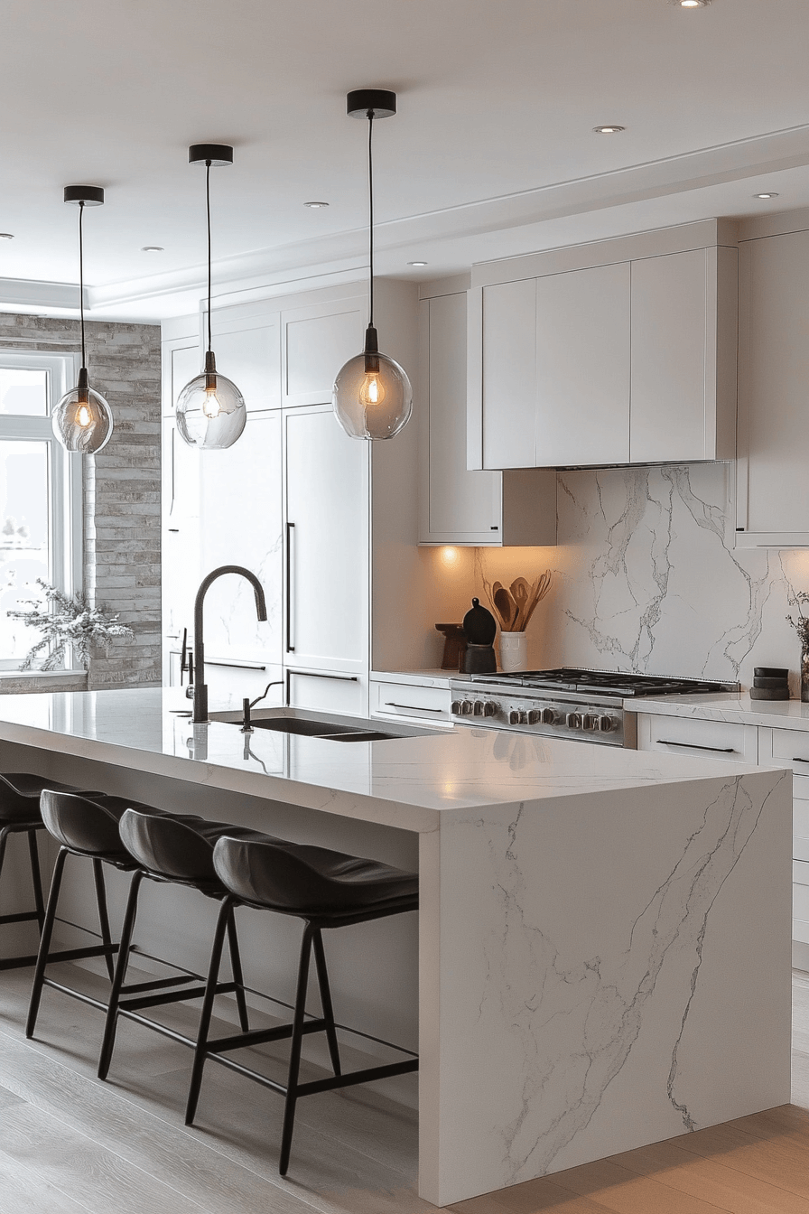 white marble kitchen