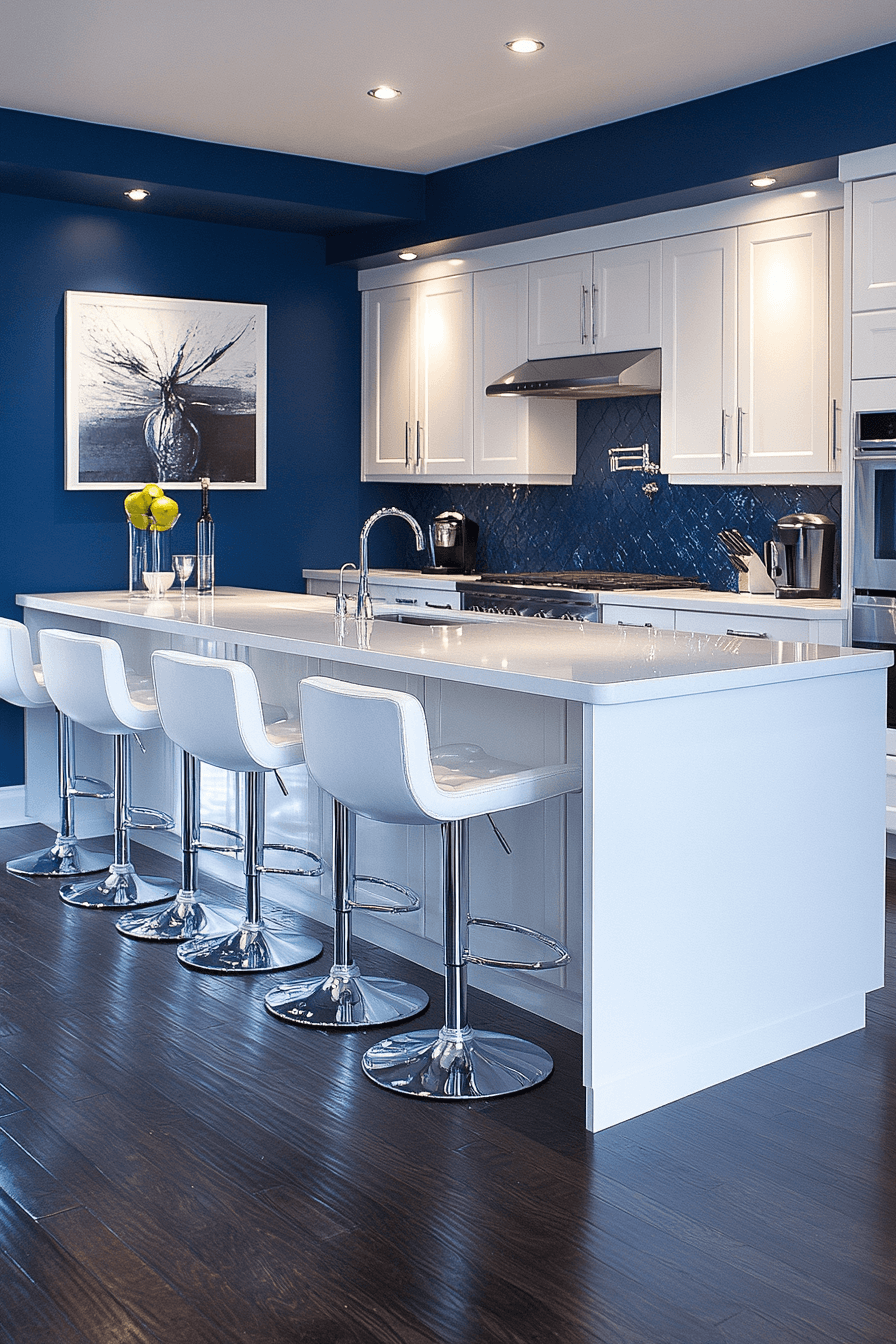 blue and white kitchen