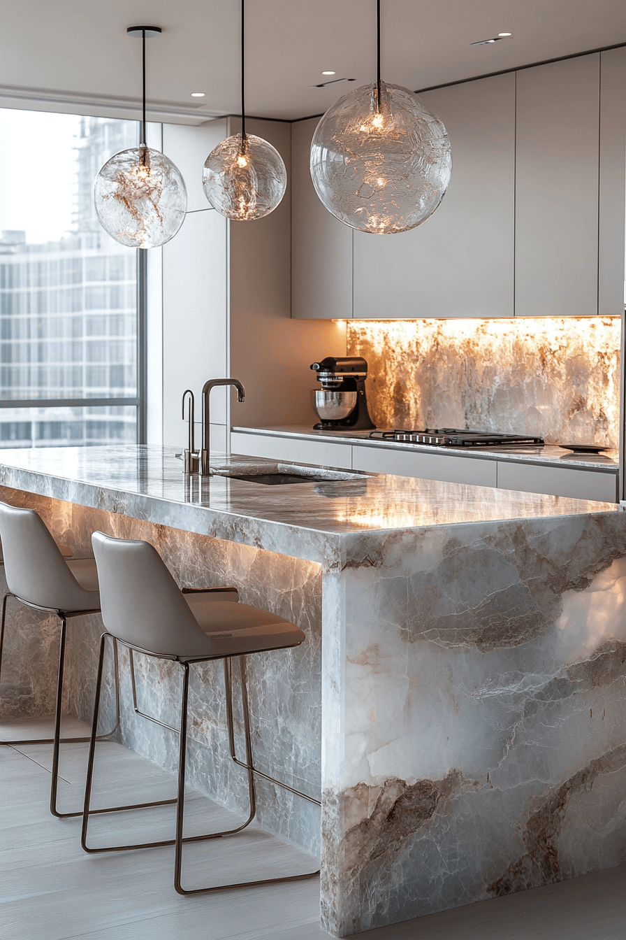 white marble kitchen