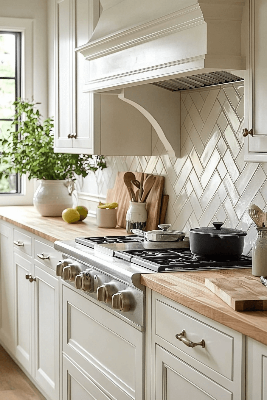 kitchen backsplash with white cabinets