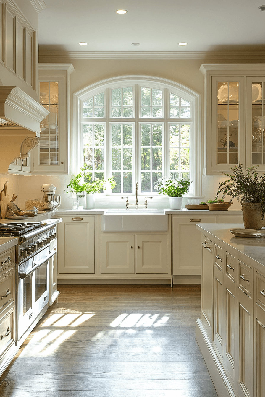green and white kitchen