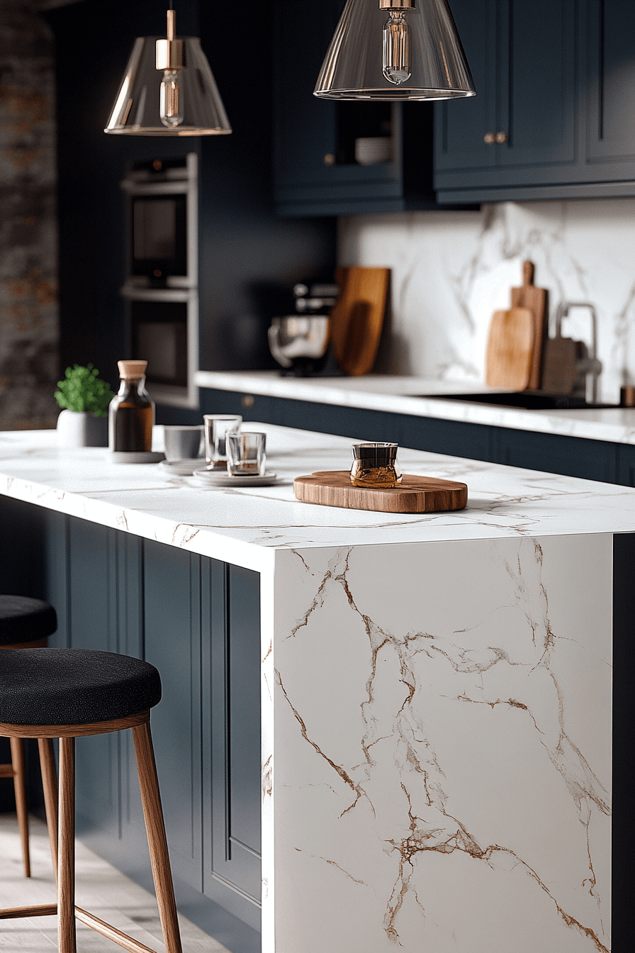 white marble kitchen