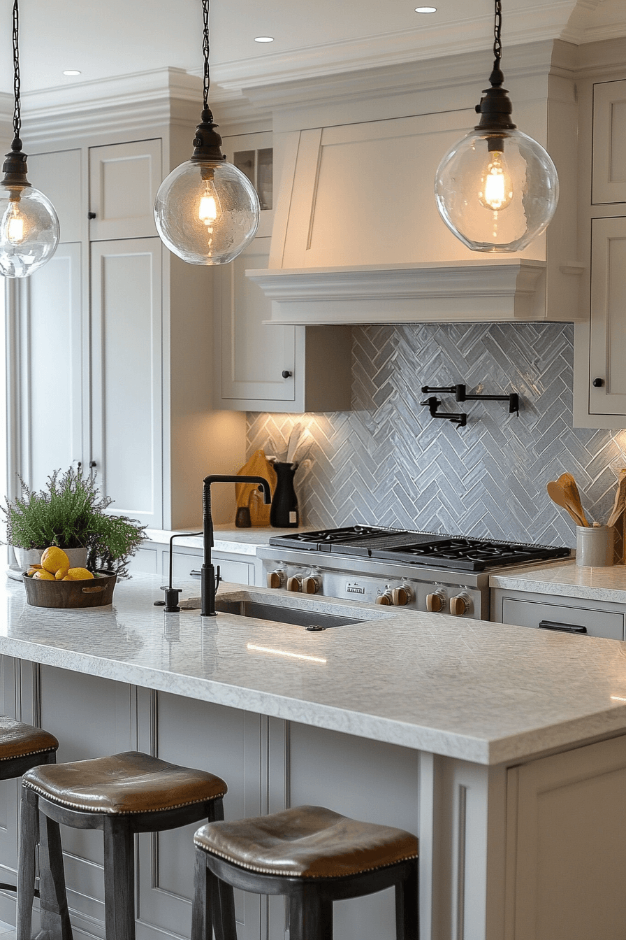 gray and white kitchen