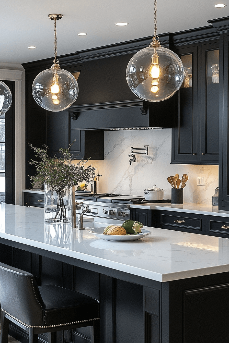 black and white kitchen cabinets