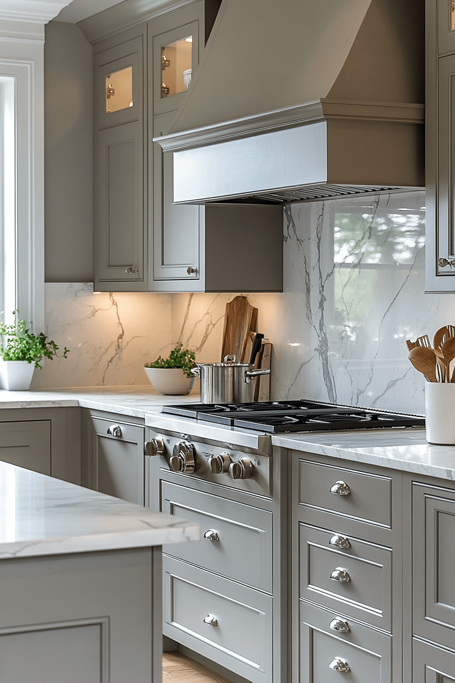 gray and white kitchen