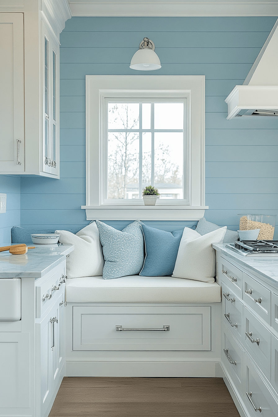 blue and white kitchen