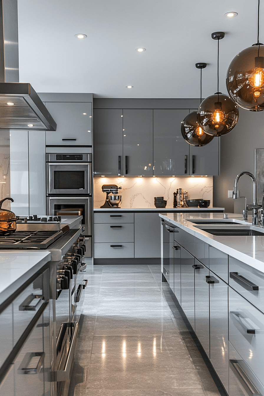 grey and white kitchen