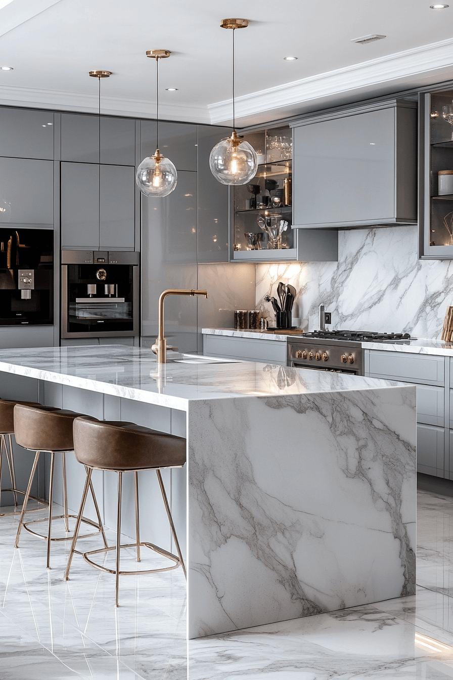 grey and white kitchen
