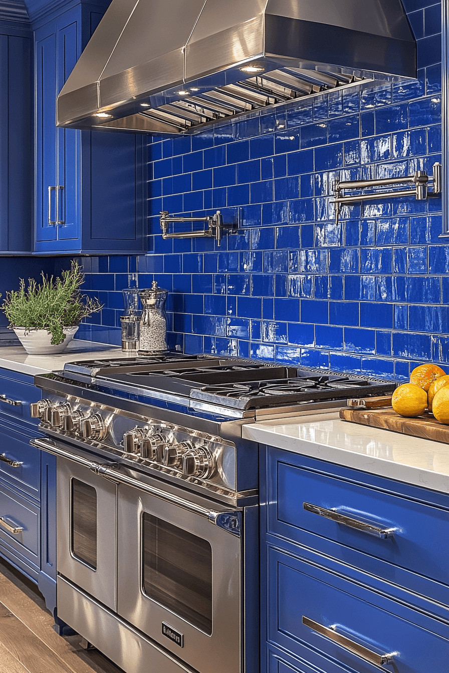 blue and white kitchen