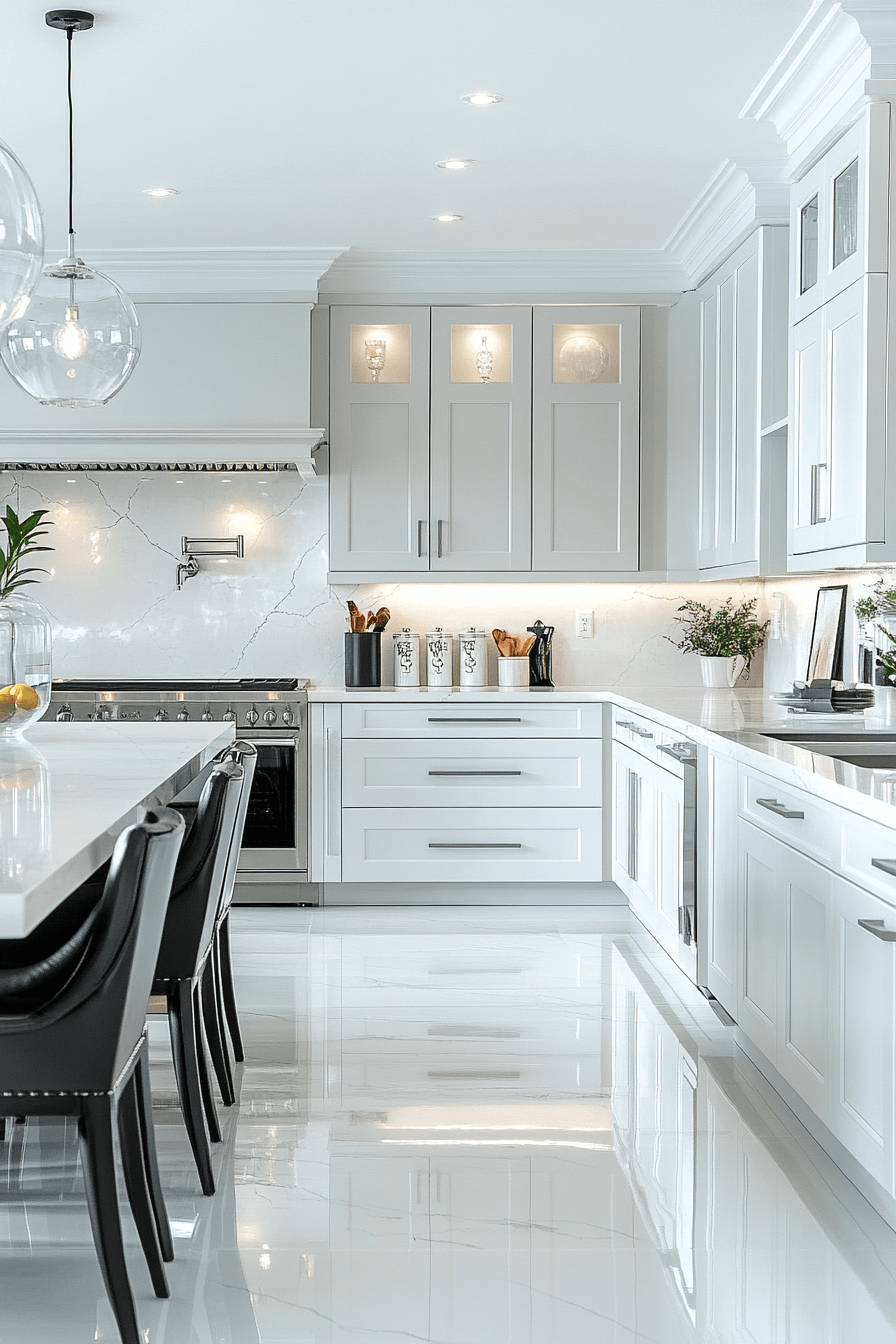 gray and white kitchen