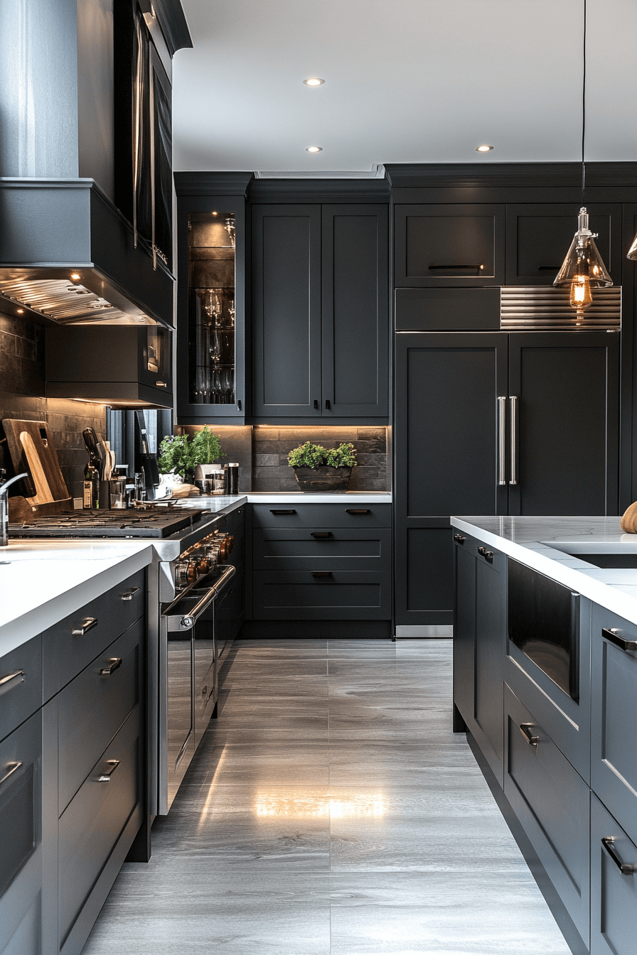 grey and white kitchen