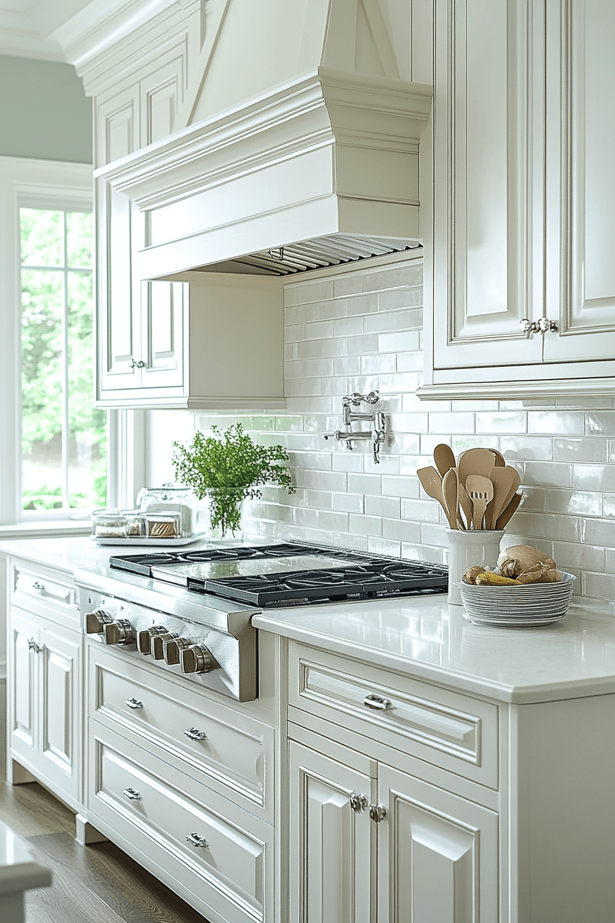 kitchen backsplash with white cabinets
