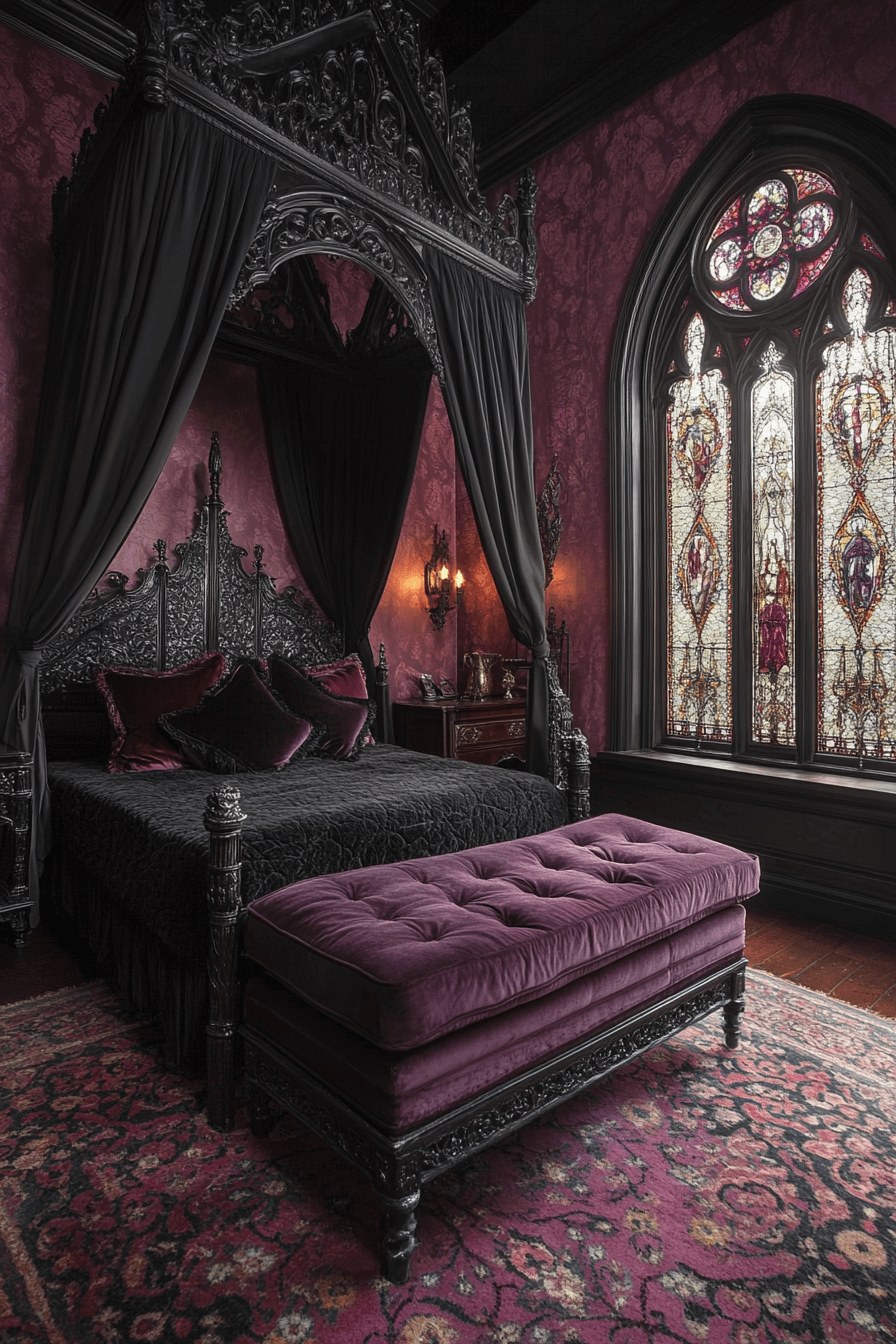 29 Dark Victorian Bedroom Aesthetics That Blend Richness and Comfort dark victorian bedroom
