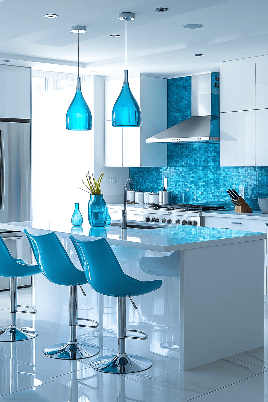blue and white kitchen